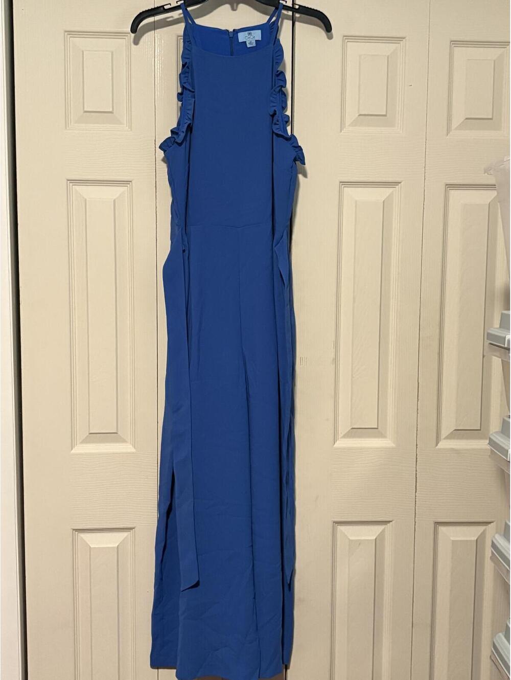 CeCe Royal Blue Ruffle Jumpsuit Quiet Luxury Coastal Chic Wedding Guest Wide Leg